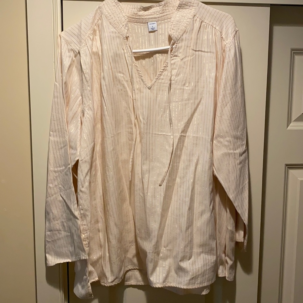 Metallic striped cotton blouse